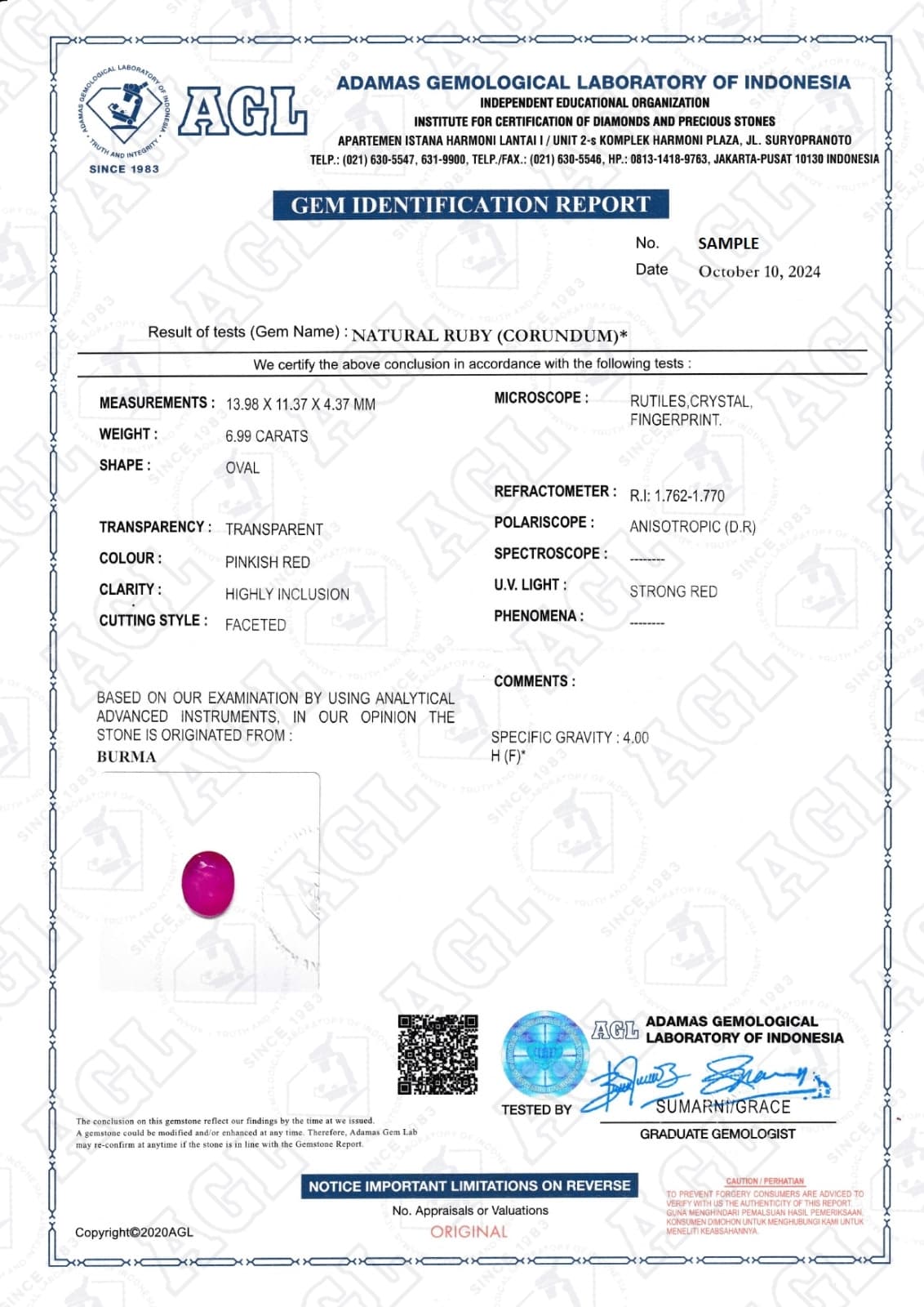 Certificate AGL